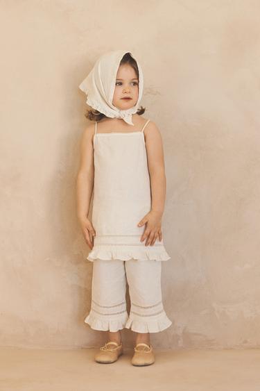 Zara Платье-туника из хлопка и льна лимитированная коллекция для детей 2-5 лет