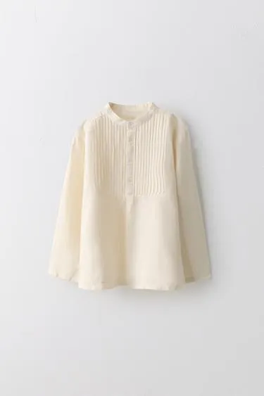 Блуза из льна и хлопка с воротником-стойкой limited edition на 6-10 лет- Заказать в России