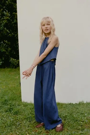 Длинный комбинезон из льна