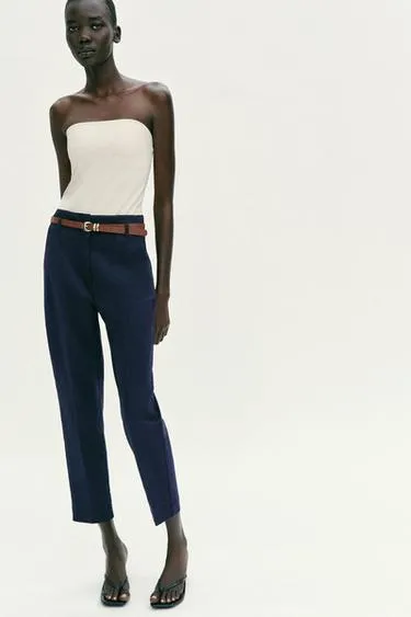 Брюки с высокой посадкой и ремнем- Заказать в России