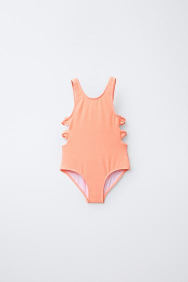 Zara 6–14 лет/ слитный купальник с вырезами и бантами