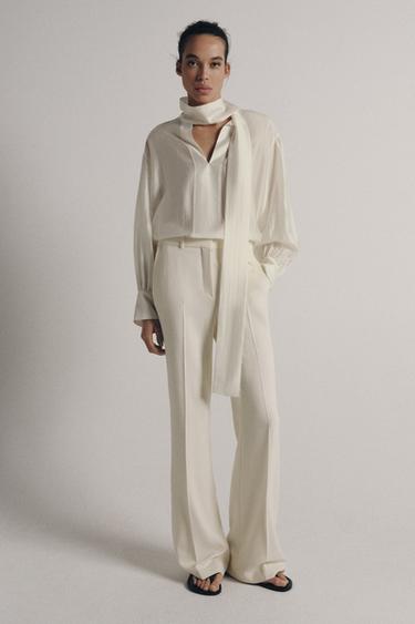 Zara Атласная рубашка с завязками — коллекция ZARA «ZW» купить с доставкой.