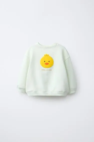 Толстовка с вышитым цыпленком из махровой ткани- Заказать в России