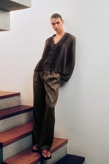 Прямые брюки из 100% льна