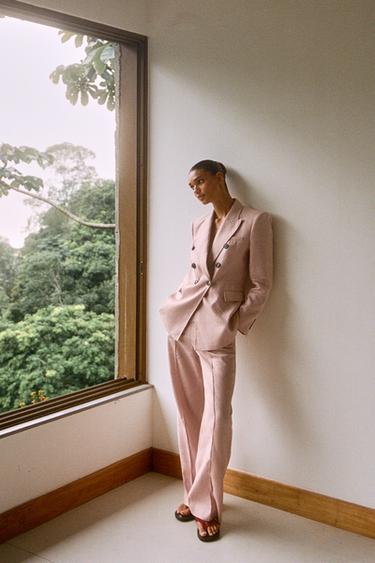 Zara Комплект прямых брюк из 100% льна