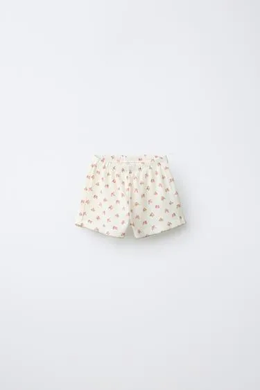 Шорты вафельные с цветочным принтом