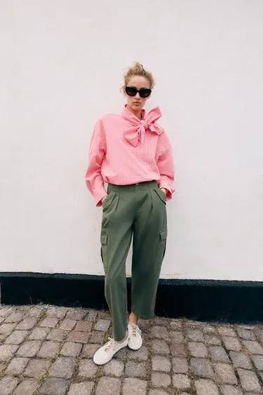 Рубашка в полоску с бантом- Заказать в России