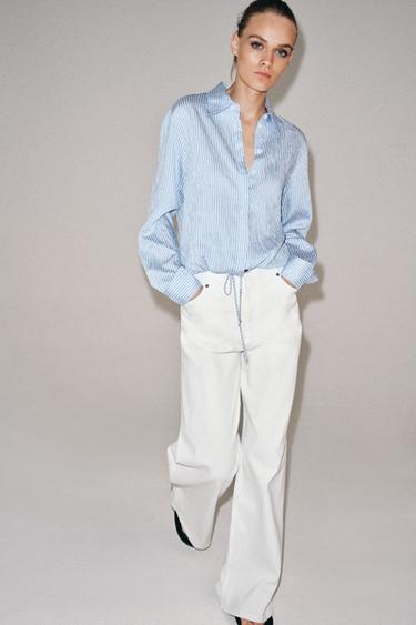 Zara Рубашка в полоску с завязками — коллекция ZARA «ZW» купить с доставкой.