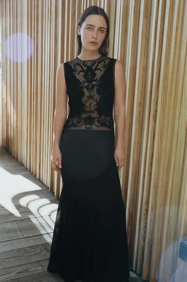 Платье годе с вышивкой и бусинами- Заказать в России