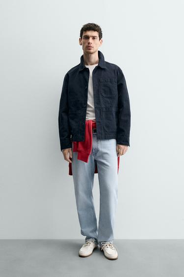 Zara Куртка-рубашка свободного кроя из канваса с эффектом потертости