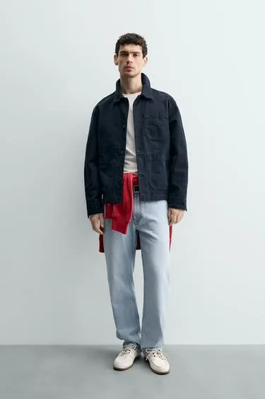 Куртка-рубашка свободного кроя из канваса с эффектом потертости