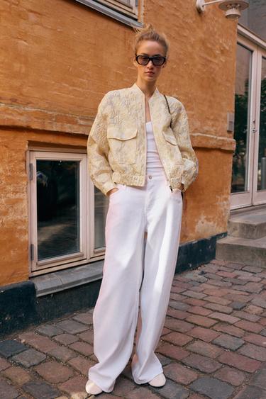 Zara Жаккардовый бомбер купить с доставкой.