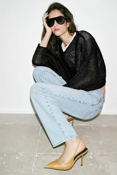 Туфли-мюли на каблуке с рельефным узором