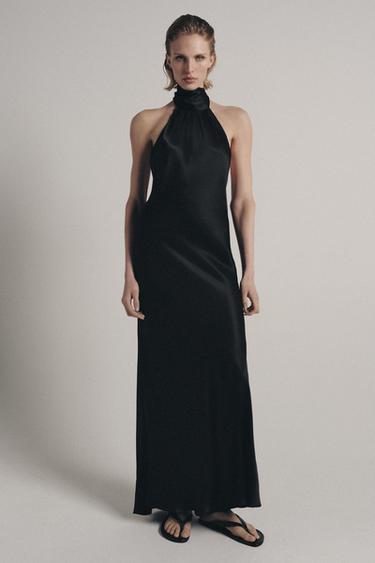 Zara Атласное платье халтер — коллекция ZARA «ZW» купить с доставкой.