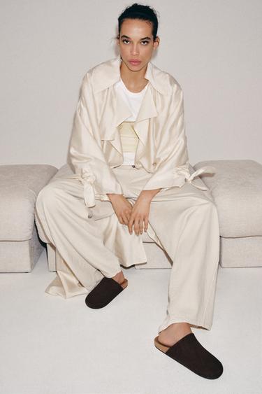 Zara Кожаные мюли на плоской подошве купить с доставкой.