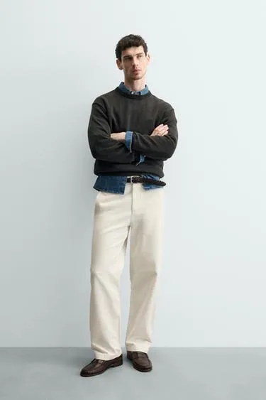 Свитер из хлопка с эффектом потертости- Заказать в России