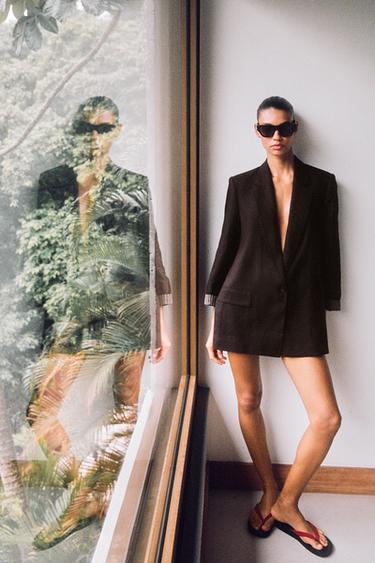 Zara Блейзер из льна с подвернутыми рукавами купить с доставкой.