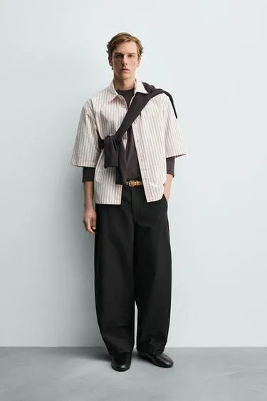 Рубашка свободного кроя в полоску- Заказать в России