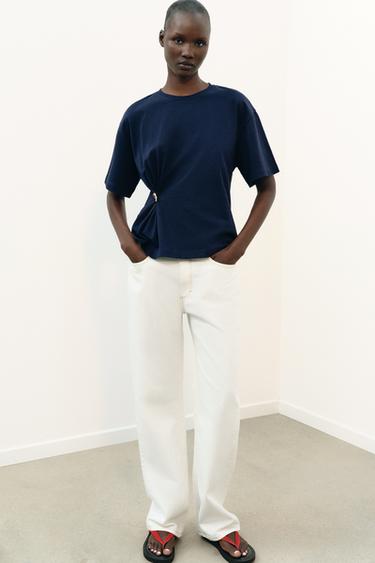 Zara Футболка из плотного хлопка с аппликацией