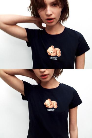 Zara Футболка с короткими рукавами и медведем