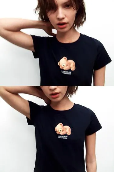 Футболка с короткими рукавами и медведем- Заказать в России