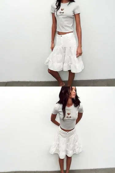 Футболка с коротким рукавом и принтом медведя