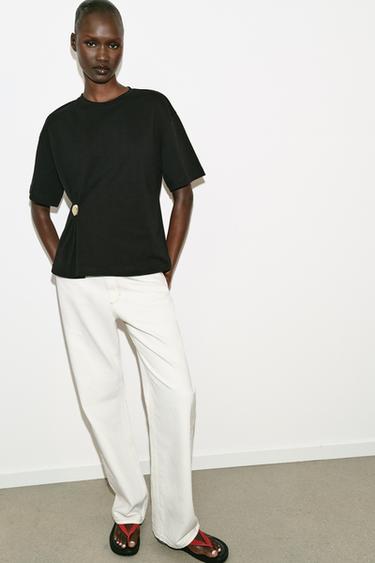 Zara Футболка из плотного хлопка с аппликацией