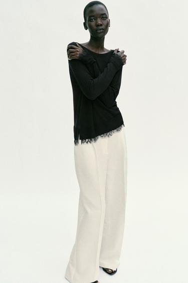 Zara Свитер с кружевом