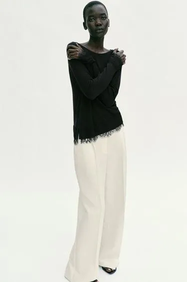 Свитер с кружевом- Заказать в России