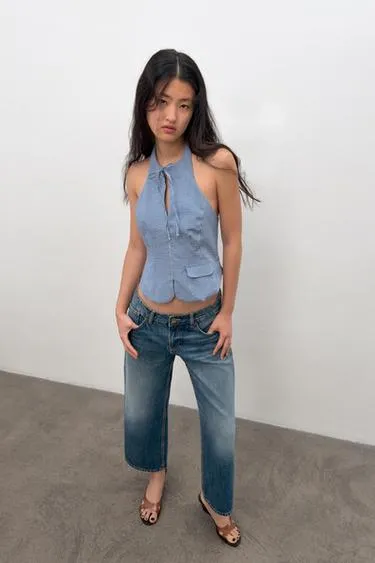 Топ халтер в клетку виши