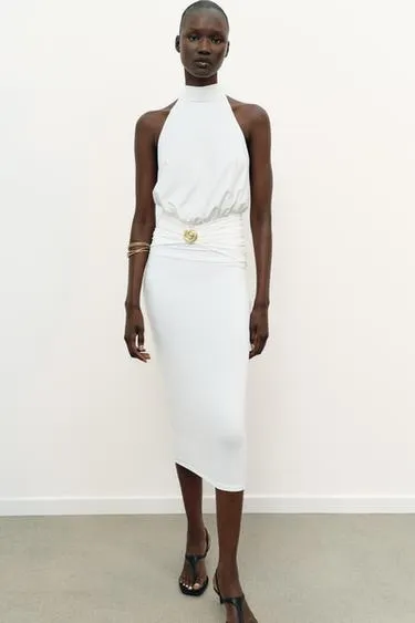 Платье халтер со сборками- Заказать в России