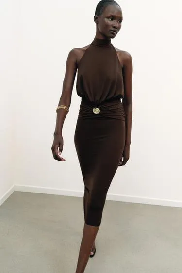 Платье халтер со сборками- Заказать в России