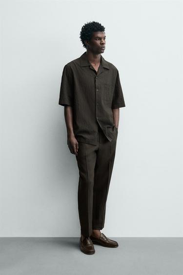 Zara Рубашка из сирсакеровой ткани