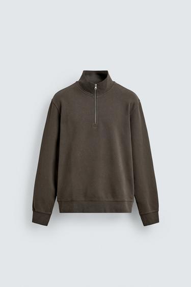 Zara Толстовка с молнией, эффект потертости