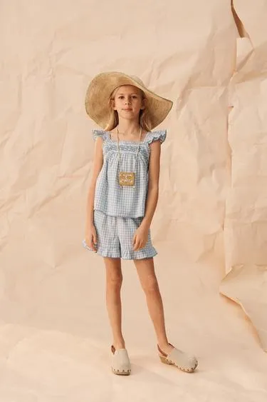 Бермуды в клетку с вышивкой (limited edition)