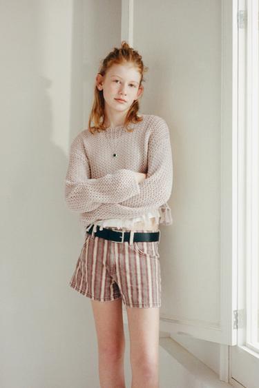 Zara Джинсовые шорты в полоску