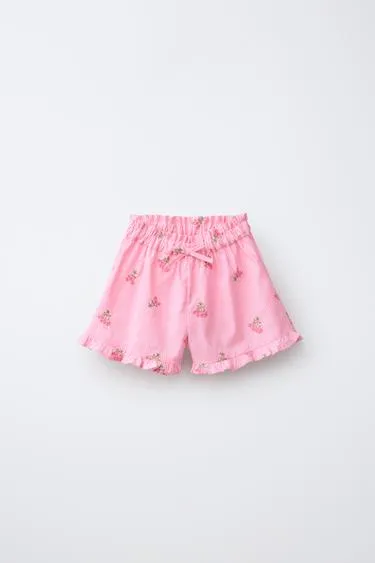 Шорты в полоску с вышивкой цветов- Заказать в России