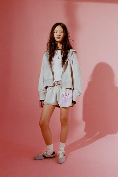 Zara Толстовка на молнии с эффектом потертости KPOP DEMON HUNTERS™ NETFLIX ©