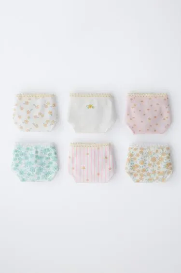 6–14 лет/ набор из шести трусов с цветочным принтом