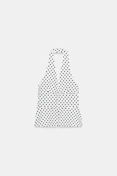 Эластичный топ халтер в горошек