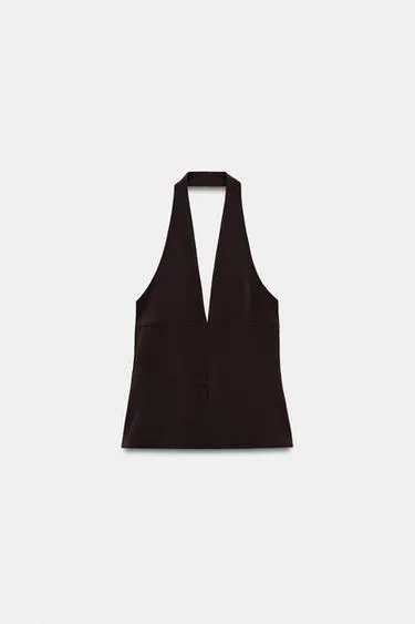 Эластичный топ с горловиной халтер