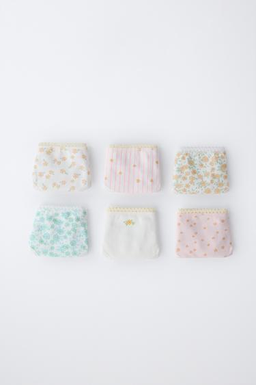 Zara 1,5–6 лет/ набор из шести трусов с цветочным принтом