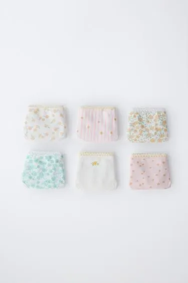 Zara 1,5–6 лет/ набор из шести трусов с цветочным принтом