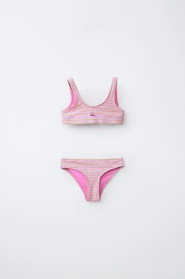 6-14 лет/ бикини в полоску со структурным узором- Заказать в России