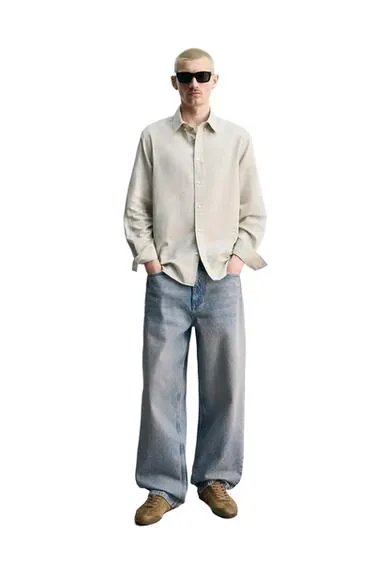 Рубашка Regular Fit из конопли и хлопка