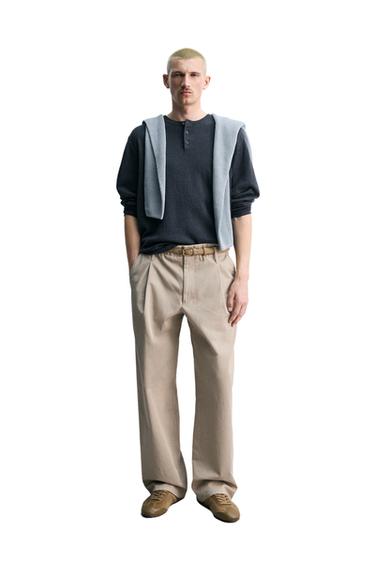 Zara Джемпер из льна и шерсти с круглым вырезом