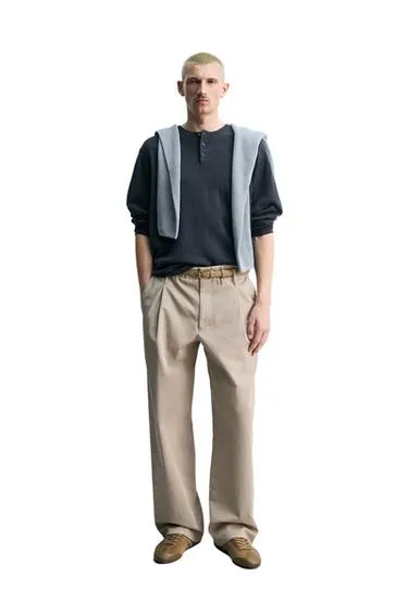 Джемпер из льна и шерсти с круглым вырезом