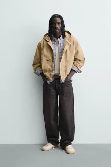 Куртка свободного кроя с капюшоном и навесными петлями- Заказать в России