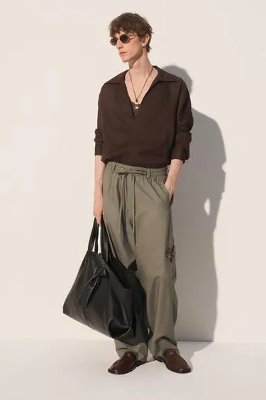 Поло свободного кроя из смесовой ткани рами и ленцелль