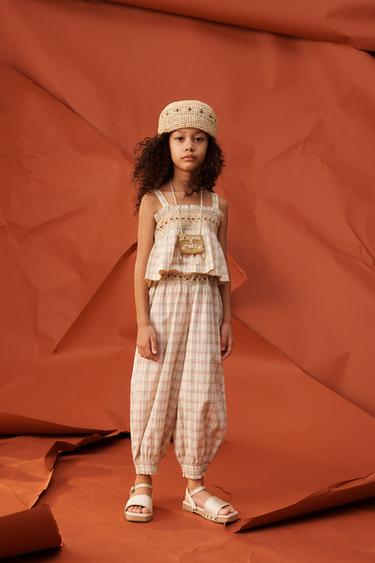 Zara Брюки SAROUEL с ограниченным изданием вышитые цветочные клетчатые